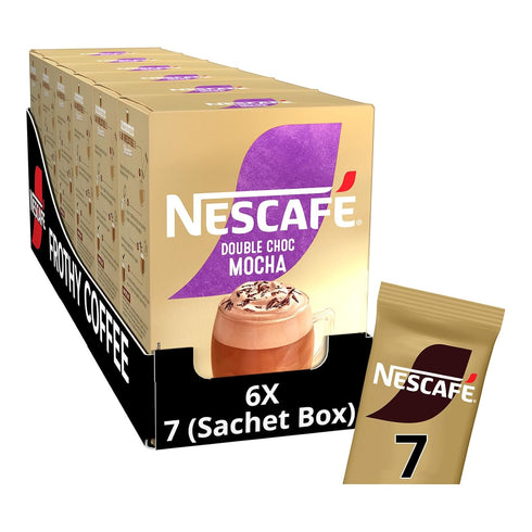 NESCAF MOCHA Double Choco Instant Coffee Sachets x7 (Pack of 6, Total