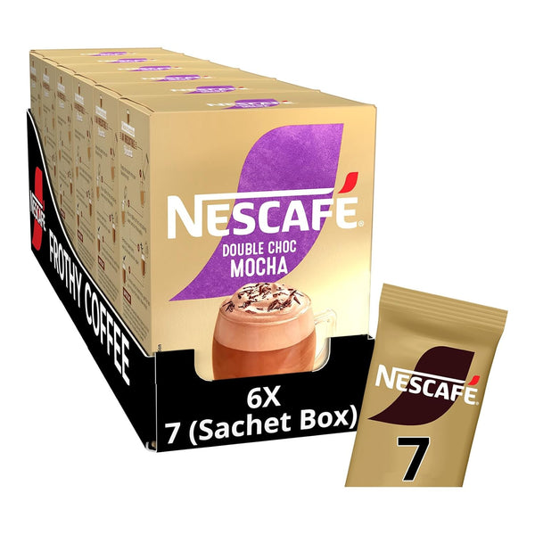 NESCAF MOCHA Double Choco Instant Coffee Sachets x7 (Pack of 6, Total