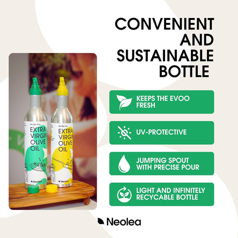 (500ml) Neolea Easy-Pour Extra Virgin Olive Oil For the Plate Early Harvest, High Polyphenol Fruity & Grassy