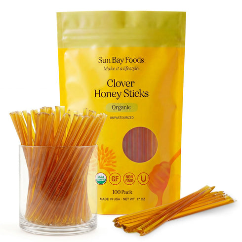 Sun Bay Foods Sunbay Foods Honey Sticks, Organic Clover Raw Honey Straws, 100% Pure Natural