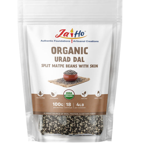 Jai Ho Certified Organic Urad Dal with Skin (Split Matpe Beans with