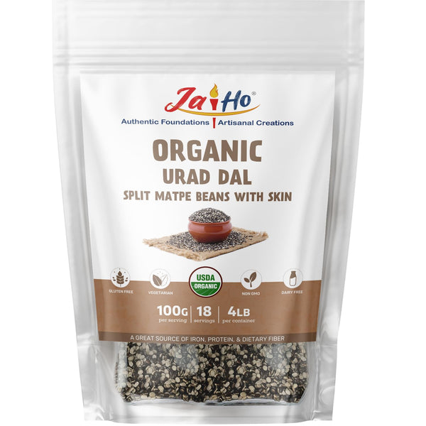 Jai Ho Certified Organic Urad Dal with Skin (Split Matpe Beans with