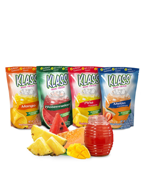 Klass Aguas Frescas Drink Mix Tropical Variety Pack - Watermelon, Cantaloupe, Mango