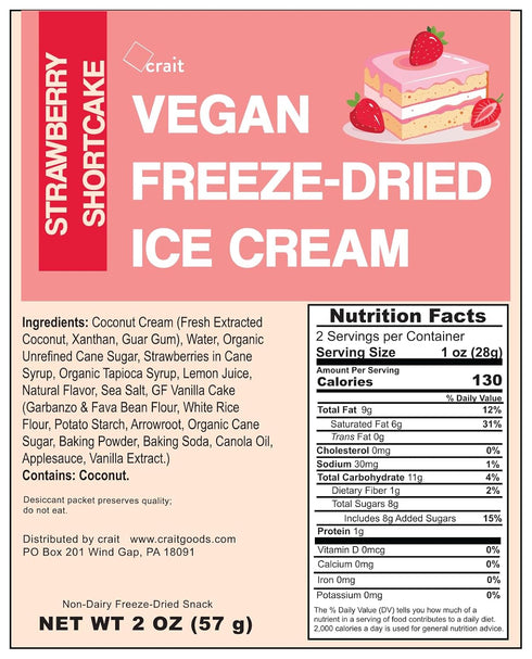2 Vegan Freeze Dried Ice Cream, Freeze Dried Strawberry Shortcake Ice Cream, Dairy-Free Ounce (Strawberry Shortcake)