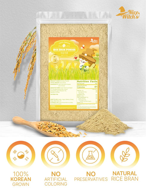 8 oz (227g), 100% Nice Witchs Rice Bran Powder Pure Raw Rice Bran, Edible & Multi-Purpose, For Smoothies, Baking