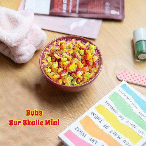 1 lb Gummies Bubs Swedish Candy Mix Mini Vegan & Gelatin Free Sweet & Sour | Assorted Skulls & Ovals | Banana/Toffee