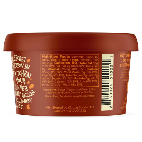 Churn (5.5oz, Pack 3) Maple & Cinnamon Butter, Flavored Butter ed with Organic Grass Fed Butter of - Non-GMO