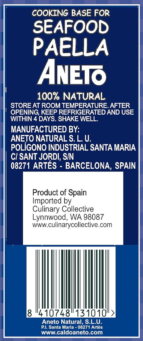 33.83 (3 Pack) Aneto Seafood Paella Cooking Base Broth, Fluid Ounce