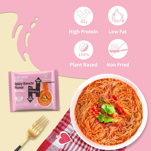 6-Pack 10-Pack Hethstia Spicy Kimchi Protein Ramen and Konjac Jelly Peach Flavor Drinkable Snack, Squeeze Pouches