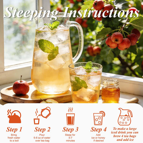 100 Count, 100% WT WEETEE Hawthorn Berry Tea Bags Hawthorn Fruit, Corn Fiber Pyramid Bags, Antioxidant & Caffeine-Free