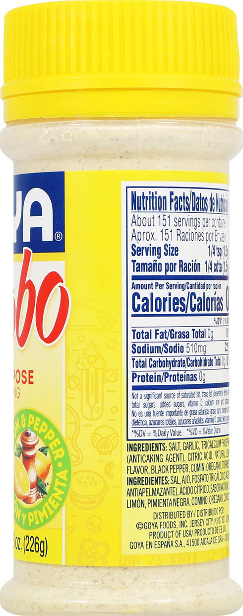 8 Oz Goya Adobo All Purpose Seasoning With Lemon & Pepper