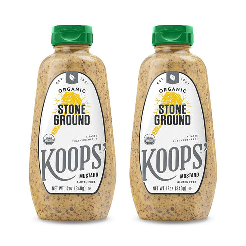 Koops' Organic Stone Ground Mustard Old-Fashioned Mustard, Gluten-Free, Kosher, Non-GMO, USDA Certified