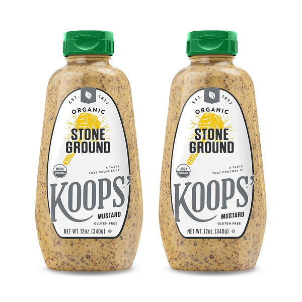 Koops' Organic Stone Ground Mustard Old-Fashioned Mustard, Gluten-Free, Kosher, Non-GMO, USDA Certified