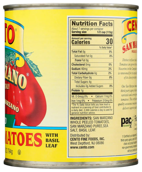 Cento 3 28 oz San Marzano Peeled Tomatoes - Certified San Marzano Italian Plum Tomatoes Highest Quality Gluten free