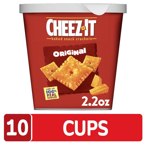 22oz (10 Cheez-It Cheese Crackers, Baked Snack Crackers, Office and Kids Snacks, Original, Case Cups)
