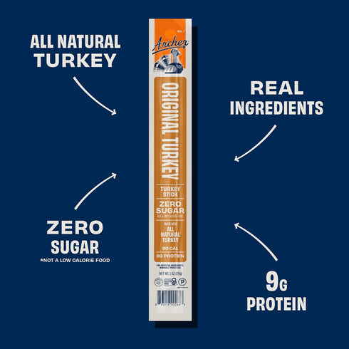 1 oz (Pack 18) Archer Jerky Turkey Jerky Sticks - All Natural Protein Snack, Meat Snack for Adults & Kids, Gluten Free