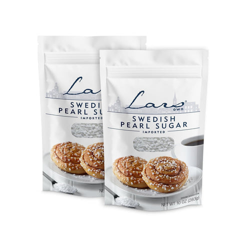 Lars Own Swedish Pearl Sugar 2-Pack, 10-oz Resealable Pouch Non-Melting, All-Natural Decorative