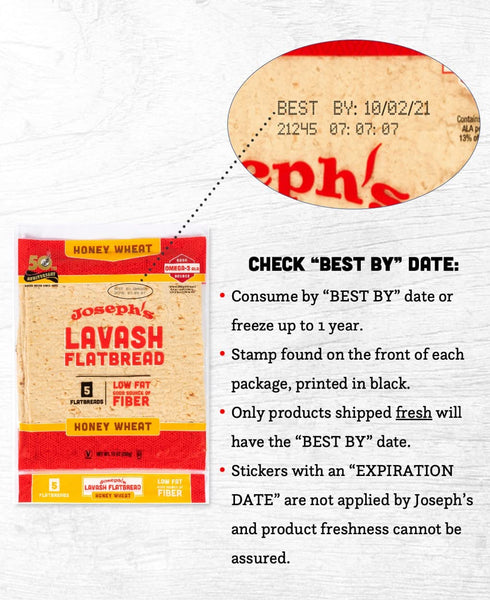3-Pack, (5 Pack, 15 Joseph's Lavash Bread Value Honey Wheat, Reduced Carb, Low Fat Flatbreads per Total), Fresh Baked