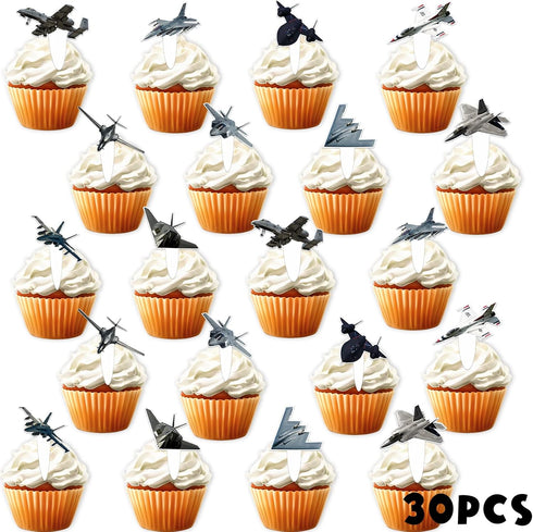 LETLIMIT 30pcs Airplane Dessert Cupcake Topper Baby Shower Children Boy Girl Happy Birthday Party Decorations Aviation