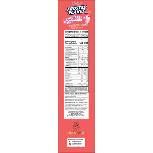 8 23oz (1 Kellogg's Frosted Flakes Cold Breakfast Cereal, Vitamins and Minerals, Kids Snacks, Family Size, Strawberry