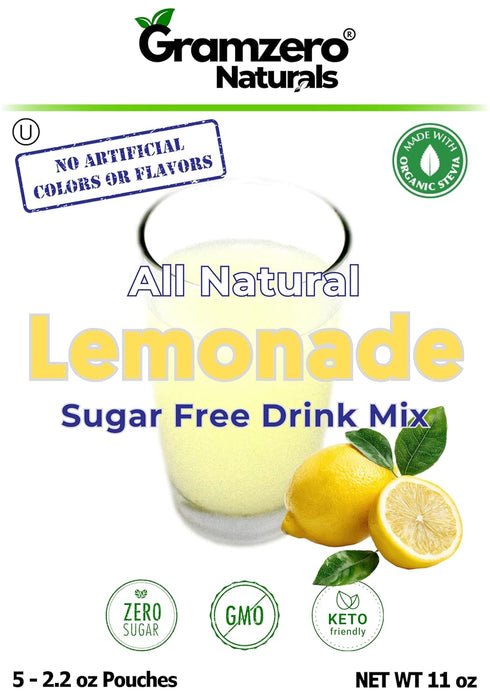 Pack, GramZero All Natural Lemonade Sugar Free Drink Mix Sports Great For Nutrition Club Loaded Teas, Zero Calorie