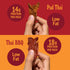Pack 2 oz (2-Pack) Bangkok Bites Vegan Jerky Variety (Thai BBQ + Pad Thai), Real Ingredients, High-Protein, Low Fat