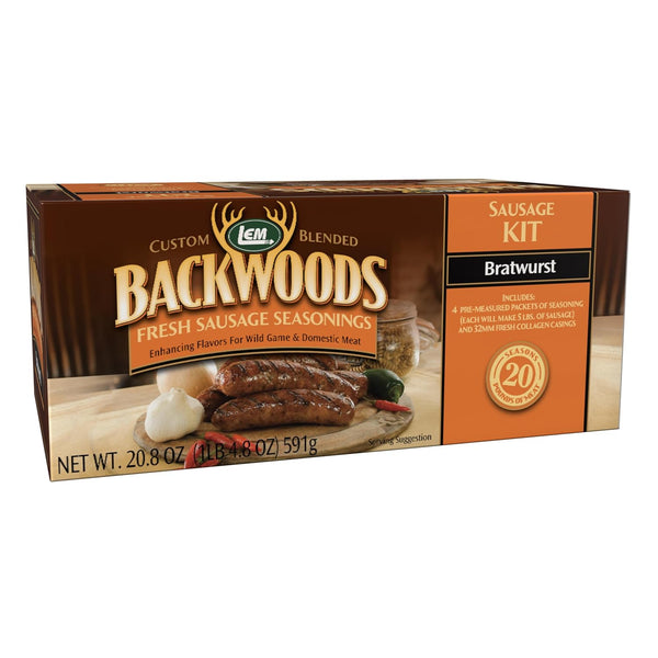 LEM Products Backwoods Bratwurst Fresh Sausage Seasoning Kit, Ideal for Wild Game