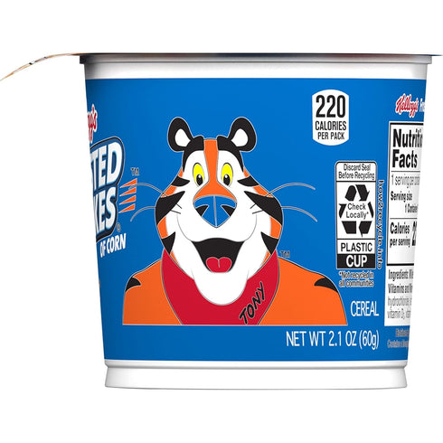 8 2.1oz (1 Frosted Flakes Cold Breakfast Cereal Cup, Vitamins and Minerals, Kids Snacks, Original, Cup Cup)