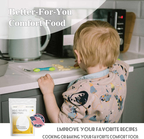 8 Oz, ORGFUN Egg White Powder Pasteurized Egg White Powder, Gluten-Free, Non-GMO, Ideal for Baking