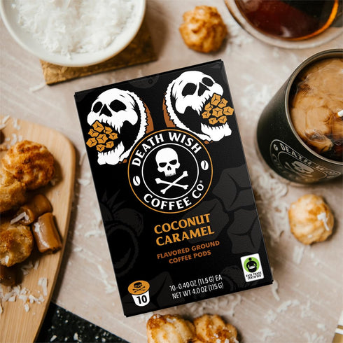 (30 Count) Death Wish Coffee, Coconut Caramel Coffee Pods