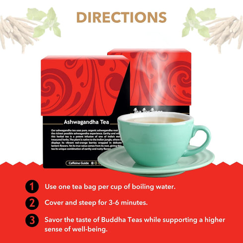 18 (Pack 1) Buddha Teas - Ashwagandha Root Tea - Herbal Tea - Promote Cleansing & Wellness - With Antioxidants