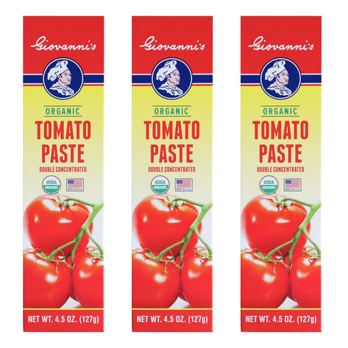 Giovanni's Organics USA Giovannis Organic Double Concentrated Tomato Paste 3 Pack (4.5 oz Tubes) |