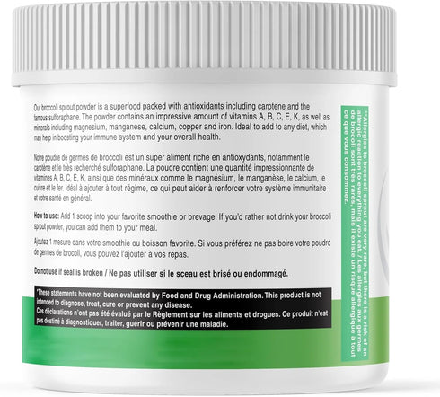 (5.29oz/150g) AKI Broccoli Sprout Powder - Ideal in Vitamins & Sulforaphane - Superfood for Green Veggie Smoothie