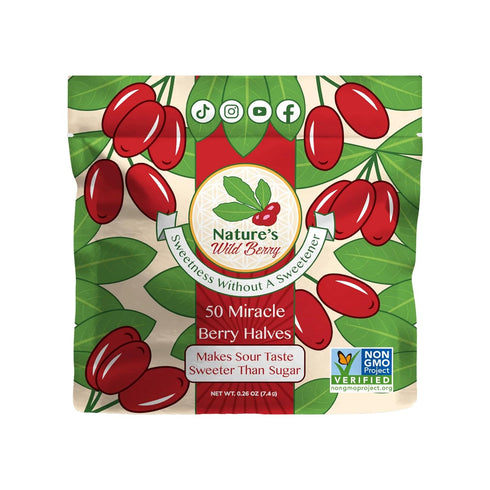 Nature's Wild Berry Miracle Berries 50 Flavor-Changing Berry Halves | Resealable Refill