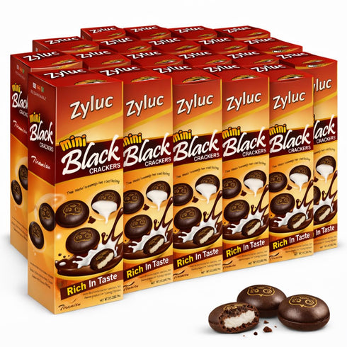 Zyluc Mini Black Crackers Tiramisu Flavored Snack with Coffee Cocoa Blend 35g