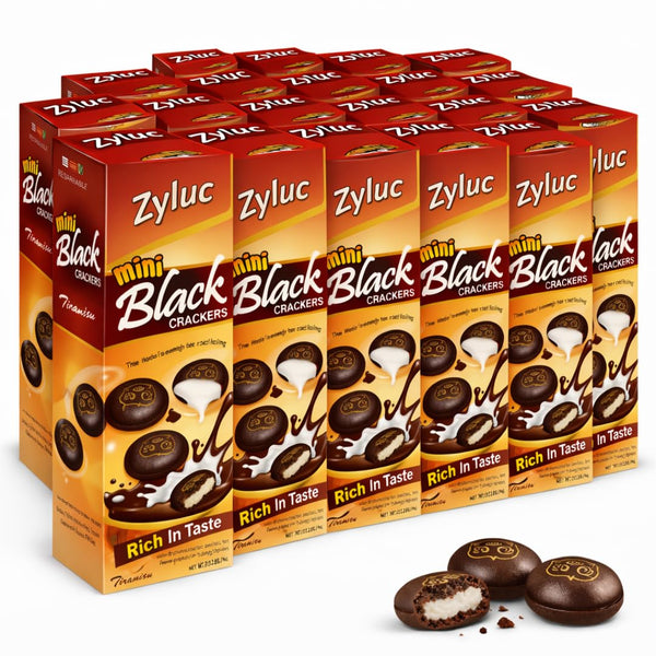 Zyluc Mini Black Crackers Tiramisu Flavored Snack with Coffee Cocoa Blend 35g