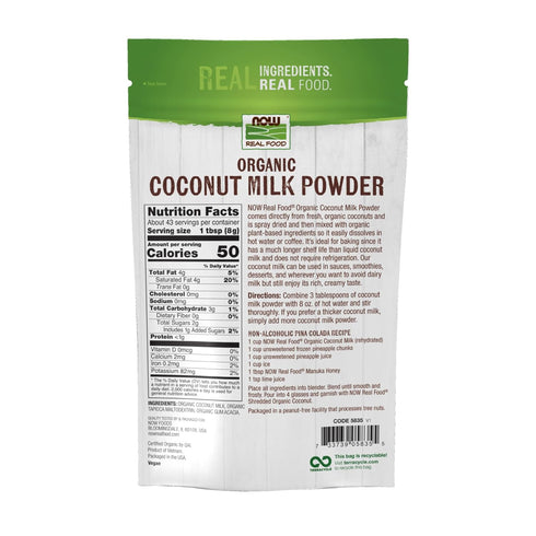 12-Ounce NOW Foods, Organic Coconut Milk Powder, Dairy Free/ Vegan, Just Add Water