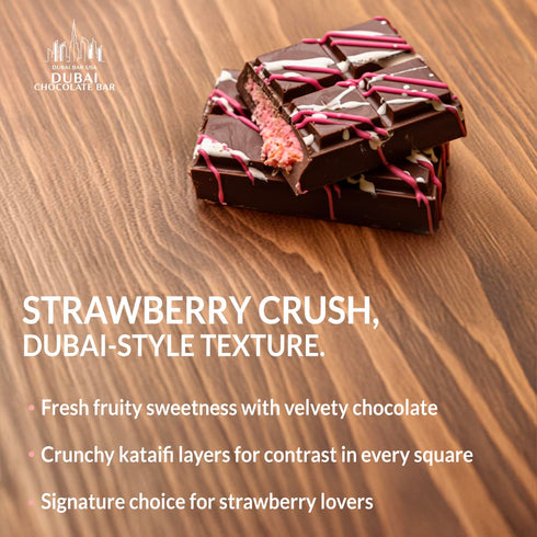 2.47oz (1 Pack) Dubai Chocolate Bar Strawberry Crush Premium Chocolate with Strawberry & Crispy Kataifi Filling Dubai