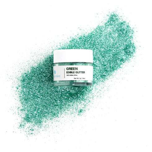 Sweets Indeed Edible Glitter, Perfect for Drinks, Cocktails, Cake Decorating, Dessert Topper, 4 grams Green Glitter