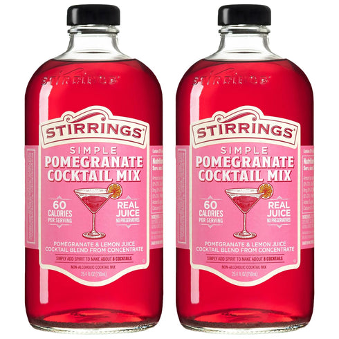 Stirrings 2 Pack Pomegranate Cocktail Mix 750ml Bottles - Real Juice No