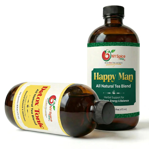 1 Count NY Spice Shop Detox Tonic & Happy Man Natural Tea Blend All-Natural Liquid Herbal Beverages Carefully Crafted