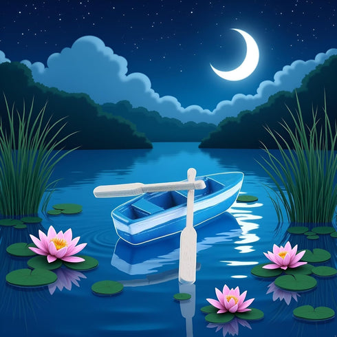 Yxinjy 1 Set Lovely Miniature Blue Rowboat Little Resin Boat Canoe Model with Oars for Miniature Cake Topper Decoration