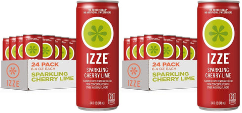 Izze Cherry Lime Straight Beverages,8.4 FL Oz,(Pack of 48)