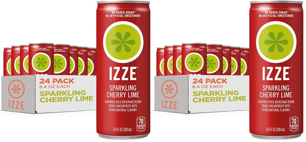Izze Cherry Lime Straight Beverages,8.4 FL Oz,(Pack of 48)