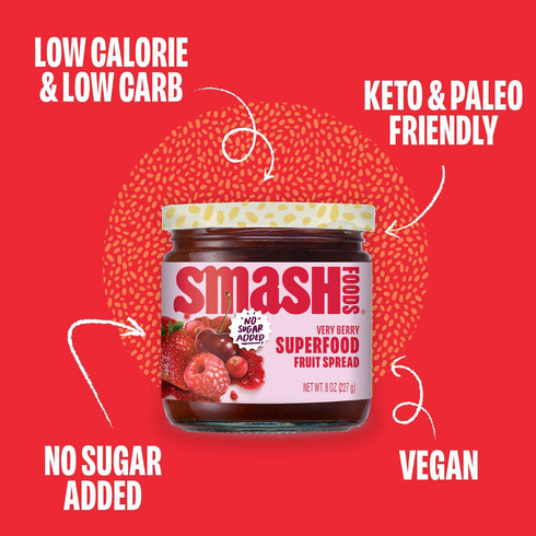 Smash Foods 8 oz Very Berry Superfood Fruit Spread, No Sugar Added