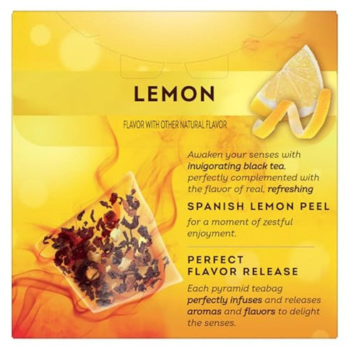 20 Lipton Black Tea Lemon, Pyramid Tea Bags, Flavored Teabags for a Refreshing Cup of Tea, Total Tea Bags