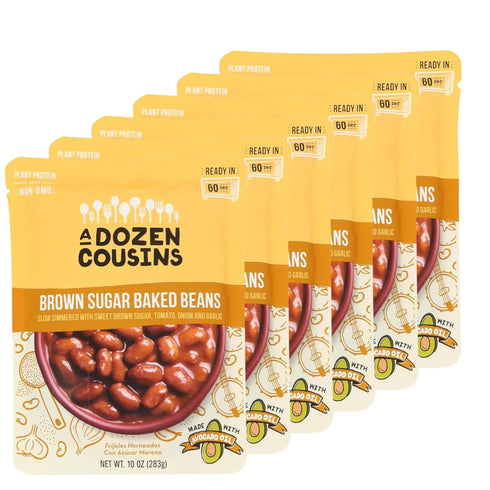 A Dozen Cousins Brown Sugar Baked Beans 10oz (6-Pack) Prepared Food Pouch,