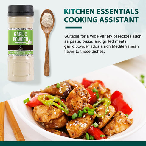 105g (3.7oz), Soeos Garlic Powder, Garlic Powder Seasoning, Additive Free, Non-GMO, Garlic Seasoning for Flavor