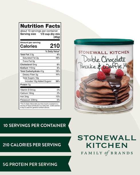 16 Stonewall Kitchen Double Chocolate Pancake and Waffle Mix, Ounces