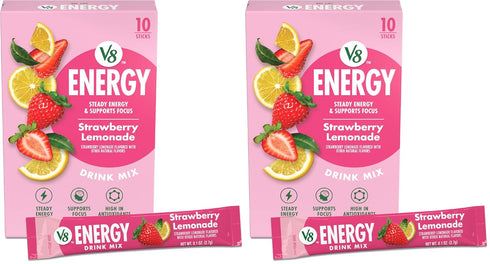 V8 Energy Strawberry Lemonade Energy Drink Powder, .10 oz Packet (10 Count)